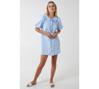 Blue Vanilla Women's Shirt Dress With Plunge Ruffle in Light Blue | Size: Medium Blue Vanilla Light Blue M