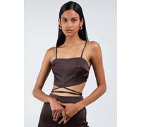 Blue Vanilla Women's Silky Tie Wrap Cami Top in Chocolate | Size: 14