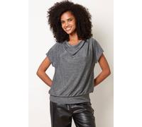 Blue Vanilla Cowl Neck Draped Top - L-XL - Silver