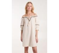 Blue Vanilla Women's Sleeve Embroidered Tunic Dress in Stone | Size: Small Blue Vanilla Stone S
