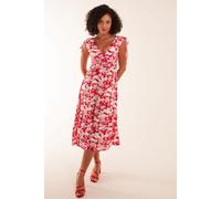 Blue Vanilla Women's Sleeveless Ring Front V Neck Midi Dress in Red | Size: 8 Blue Vanilla Red 8