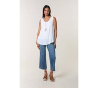 Blue Vanilla Women's Sleevless Pleated Top With Necklace in White