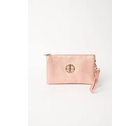Blue Vanilla Detailed Zip Up Purse With Detachable Strap - One Size - Rose Gold