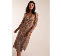 Blue Vanilla Women's Snakeprint Plisse Twist Front Dress in Gold | Size: 10 Blue Vanilla Gold 10