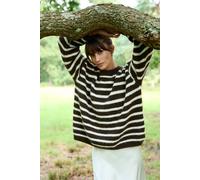Blue Vanilla Women's Soft Knit Round Neck Stripe Jumper in Chocolate Blue Vanilla Chocolate One Size