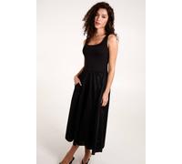 Blue Vanilla Women's Square Neck Sleeveless Midi Pocket Dress in Black