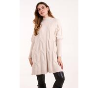 Blue Vanilla Women's Stand Neck Big Cable Jumper in Stone