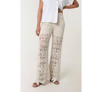 Blue Vanilla Crochet Flared Trousers - One Size - Stone