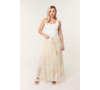 Blue Vanilla Women's Stone Crochet Tassel Tie Front Maxi Skirt | Size: Medium/Large Blue Vanilla Stone M/L