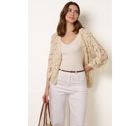 Blue Vanilla Crochet Tie Front Cardigan - S-M - Stone