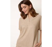 Blue Vanilla Women's Stone Grandad Collar Oversized Top | Size: Medium Blue Vanilla Stone M