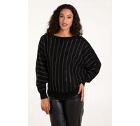 Blue Vanilla Women's Striped Diamante Batwing Jumper in Black | Size: S/M Blue Vanilla Black S/M