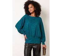 Blue Vanilla Women's Teal Long Sleeve Slip On Round Neck Top | Size: Small/Medium