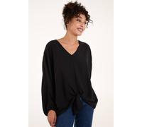 Blue Vanilla Women's Tie Front Oversized Batwing Top in Black | Size: Small/Medium
