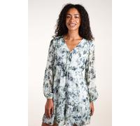 Blue Vanilla Women's Tie Front Watercolour Mini Dress in Blue | Size: Medium Blue Vanilla Blue M