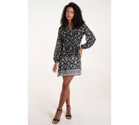 Blue Vanilla Women's Tie Neck Belted Waist Smock Mini Dress in Black | Size: Large Blue Vanilla Black L