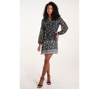 Blue Vanilla Women's Tie Neck Belted Waist Smock Mini Dress in Black | Size: Small