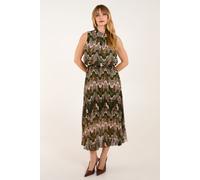 Blue Vanilla Women's Tile Print High Neck Sleeveless Dress in Khaki | Size: Small Blue Vanilla Khaki S