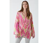 Blue Vanilla Women's Twist Front Abstract Print Long Sleeve Top in Fuchsia Blue Vanilla Fuchsia One Size