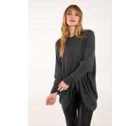Blue Vanilla Women's V Neck Front Cut & Sew Soft Knit Jumper in Charcoal