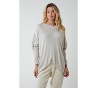 Blue Vanilla Women's V Neck Front Cut & Sew Soft Knit Jumper in Stone
