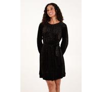 Blue Vanilla Velvet Belted Swing Dress In Black Black M