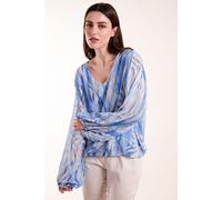 Blue Vanilla Women's Watercolour V Neck Top in Blue | Size: S/M Blue Vanilla Blue S/M