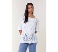 Blue Vanilla Women's White Cotton Crochet Knit Jumper Blue Vanilla White One Size