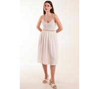 Blue Vanilla Women's White Crochet Strap Midi Cami Dress | Size: Large Blue Vanilla White L
