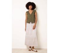 Blue Vanilla Embroidered Tiered Maxi Skirt - White - M-L