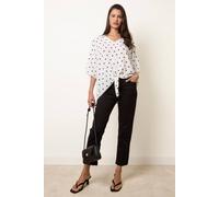 Blue Vanilla Polka Dot Knot Front Top - M-L - White