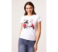Blue Vanilla Printed Cat T-Shirt - S - White