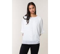 Blue Vanilla Women's White Three Quarter Sleeve Slip On Round Neck Top