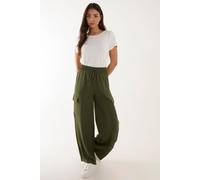 Blue Vanilla Women's Wide Leg Combat Trousers in Khaki | Size: Small Blue Vanilla Khaki S