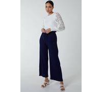 Blue Vanilla Women's Wide Leg Pleated Trousers in Navy | Size: Large