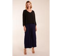 Blue Vanilla Women's Wide Leg Pleated Trousers in Navy | Size: Medium Blue Vanilla Navy M