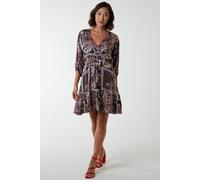 Wrap Front Kimono Sleeve Dress Blue Vanilla Black 8