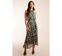 Blue Vanilla Women's Wrap Halter Neck Pleated Midi Dress in Green | Size: 16 Blue Vanilla Green 16