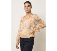 Blue Vanilla Women's Yellow Floral Print Mesh Blouse | Size: Medium/Large Blue Vanilla Yellow M/L