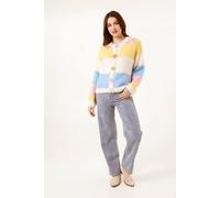 Blue Vanilla Multi Coloured Striped Cardigan With Flower Buttons - S-M - Yellow