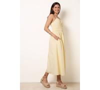 Blue Vanilla Ruched Binding Strappy Midi Dress - M - Yellow