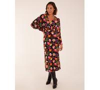 Blue Vanilla Wrap Batwing Midi Dress With Side Split In Black Black