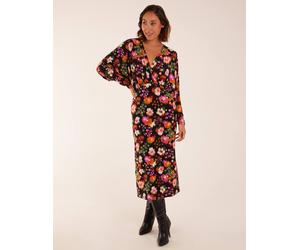 Blue Vanilla Wrap Batwing Midi Dress With Side Split In Black Black