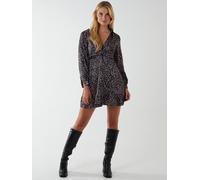 Blue Vanilla Wrap Bust Mini Shirt Dress In Black Black 8