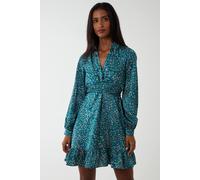 Blue Vanilla Wrap Bust Mini Shirt Dress In Green Green 10