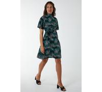 Blue Vanilla Wrap Front High Neck Dress With Angel Sleeves In Green Green 8
