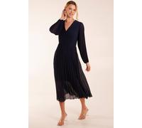 Blue Vanilla Women's Wrap Front Pleated Maxi Dress in Navy | Size: S/M Blue Vanilla Navy S/M