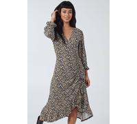 Blue Vanilla Women's Wrap Front Ruched Detail Midi Dress in Black | Size: 8