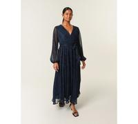 Blue Vanilla Wrap Metallic Dress - S - Navy