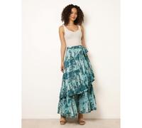Blue Vanilla Women's Blue Wrap Metallic Tiered Skirt Blue Vanilla Blue One Size